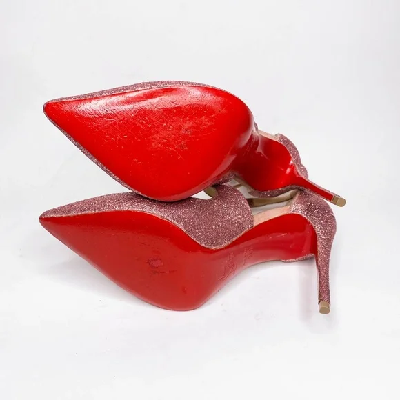 Christian Louboutin Marlenarock Size 36.5 100mm Heels in Glitter Pink. - Picture 7 of 12